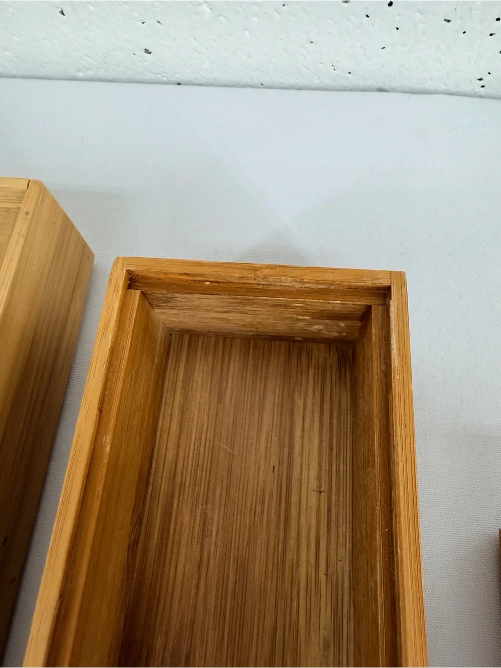 The Container Store Lot of 7 Stackable Bamboo Drawer Organizers